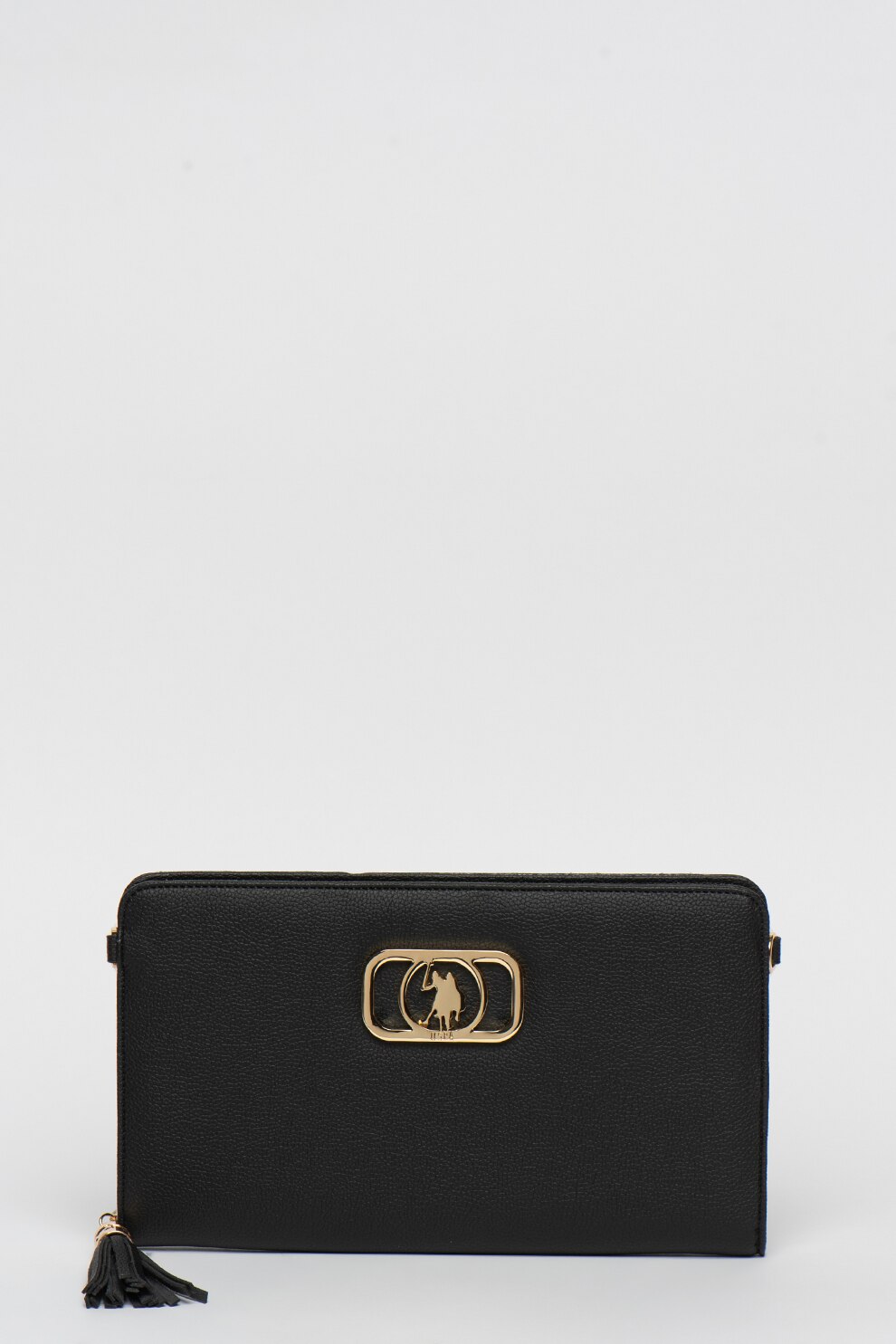 U.S. Polo Assn., Geanta crossbody din piele ecologica cu logo metalic, Negru