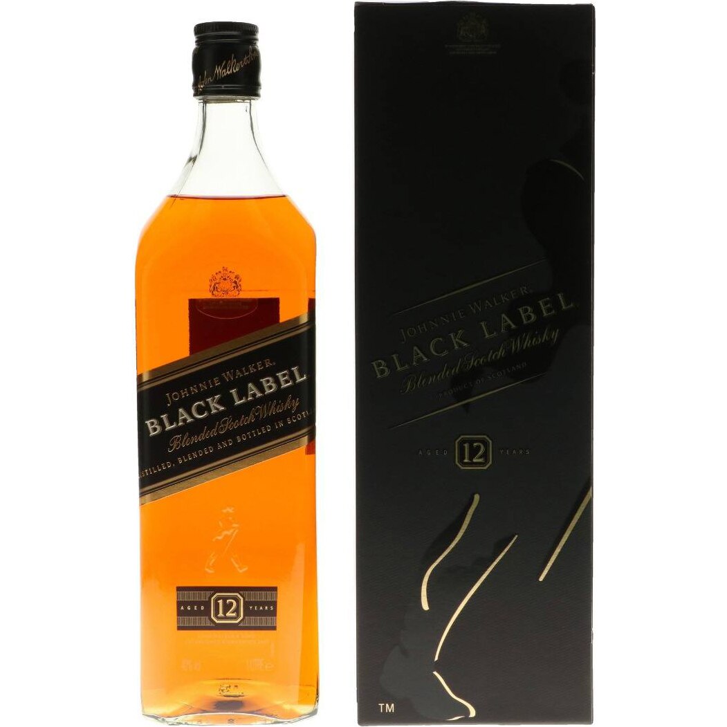 Whisky Johnnie Walker Black 12YO, Blended, 40%, Cutie, 1l