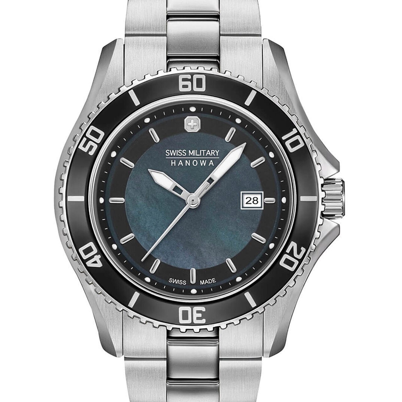 Ceas de dama Swiss Military Hanowa 06-7296.7.04.007 Nautila, 34mm, 10ATM, Argintiu