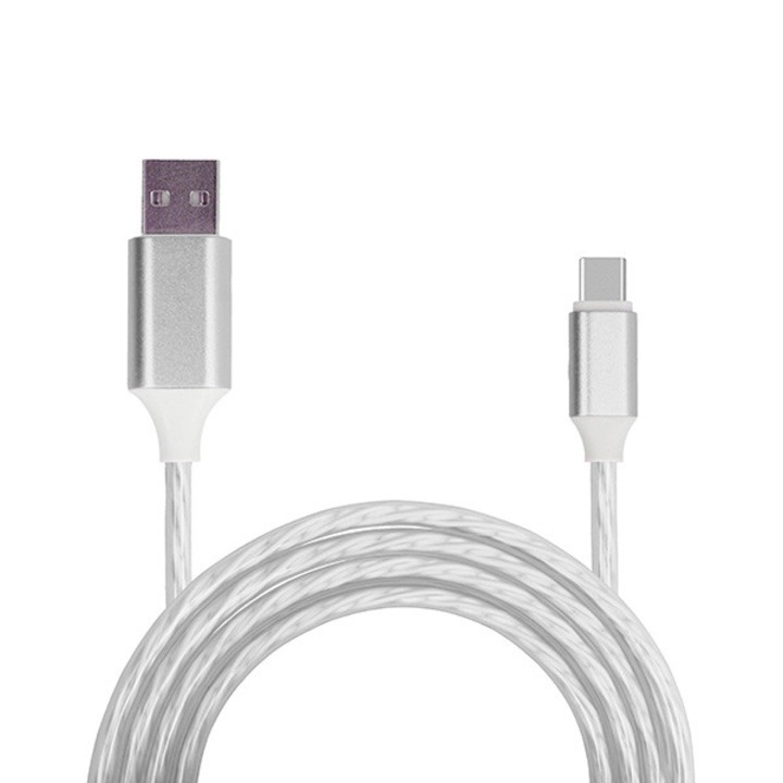 USB кабел усукан iPhone 5/SE/6/6S/7/8/X Lightning 1 м сребрист (функция за бързо зареждане)