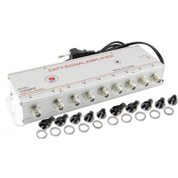 Amplificator Premium 20dB JMA antena,cablu TV, FM Radio, VHF, UHF, CATV, 8 iesiri,consum redus 1W Amplificator Premium 20dB JMA antena,cablu TV, FM Radio, VHF, UHF, CATV, 8 iesiri,consum redus 1W