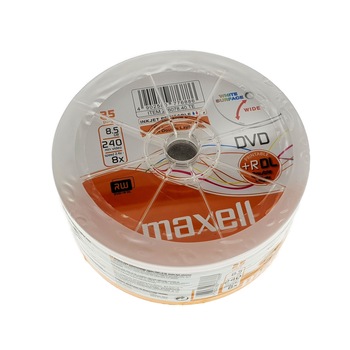 DVD+R DL Maxell 8.5GB 8X Double Layer printabil inkjet set 25 DVD+R DL Maxell 8.5GB 8X Double Layer printabil inkjet set 25