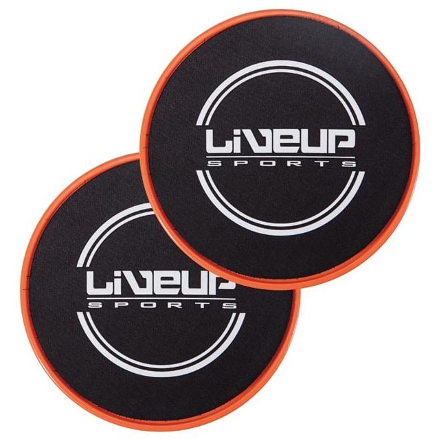 Set 2 discuri culisante fitness LiveUp, 17,5 cm, Negru