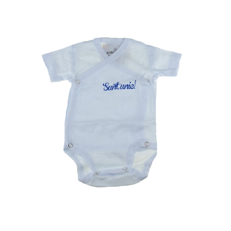 Body cu maneca scurta baieti Pifou Model 10 MS M10MS-2A, Alb, 50