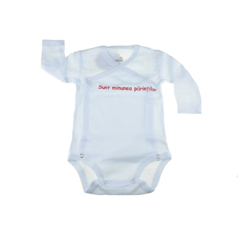 Body cu maneca lunga pentru copii Pifou Model 10 ML M10ML14-A, Alb, 62-66 cm