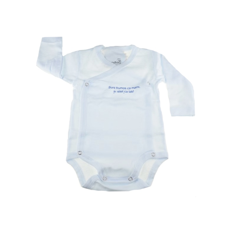 Body cu maneca lunga baieti Pifou Model 10 ML M10ML11-A, Alb, 62