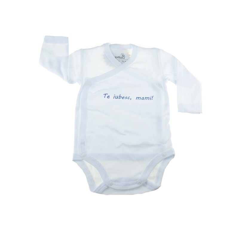 Body cu maneca lunga baieti Pifou Model 10 ML M10ML10-A, Alb, 56