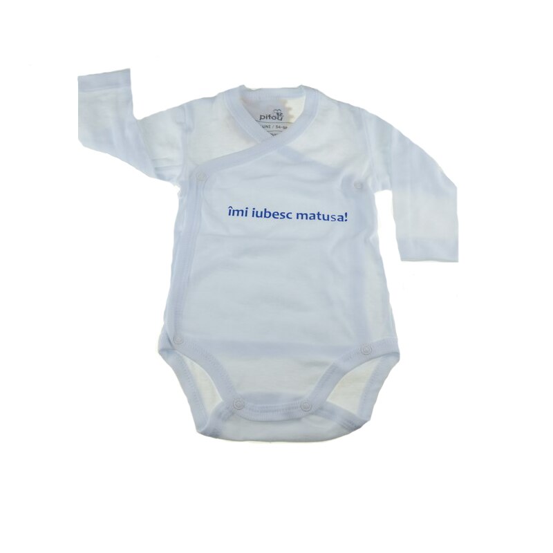 Body cu maneca lunga baieti Pifou Model 10 ML M10ML8-A, Alb, 56