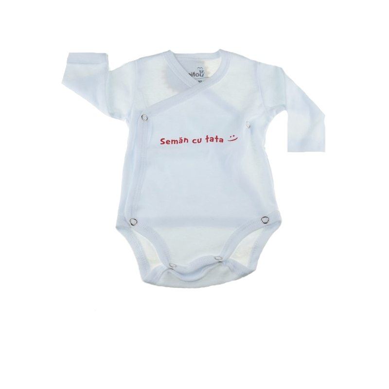 Body cu maneca lunga fete Pifou Model 10 ML M10ML1-A, Alb, 50