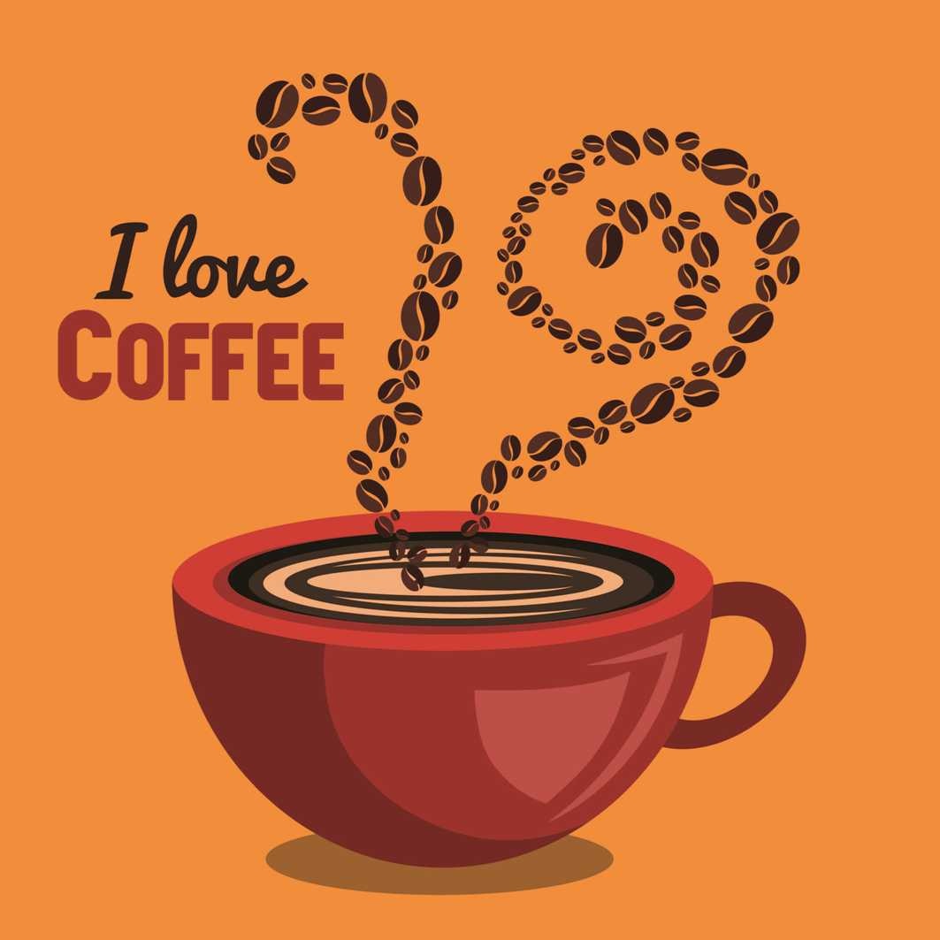 Autocolant perete - I love coffee - Fundal Portocaliu - 25x25 cm