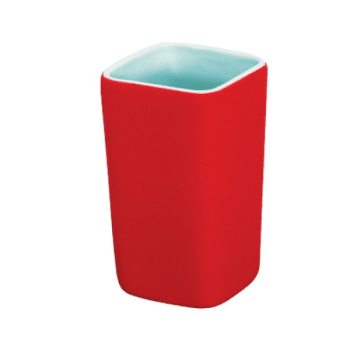 Керамича чаша за баня с гумирано покритие , Червена