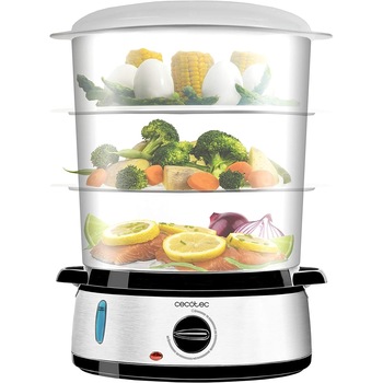 Aparat de gatit cu aburi Cecotec Vapovita 3000, 800 W, 9 l, Timer 60 min, 3 Cosuri gatire, Protectie supraincalzire, Mentinere la cald, Negru/Inox Aparat de gatit cu aburi Cecotec Vapovita 3000, 800 W, 9 l, Timer 60 min, 3 Cosuri gatire, Protectie supraincalzire, Mentinere la cald, Negru/Inox