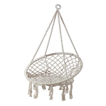 Scaun suspendat pentru gradina, terasa, balcon sau living, alb, impletit in policoton, structura din metal , ATS Scaun suspendat pentru gradina, terasa, balcon sau living, alb, impletit in policoton, structura din metal , ATS