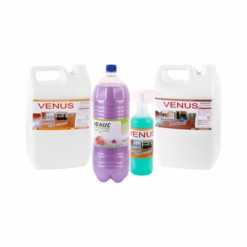 Pachet curatenie casa Chimtech 9. Detergent Universal Venus pentru orice suprafata lavabila 5.5Kg (5Kg rezerva +0.5Kg cu pulverizator) + detergent Venus pentru pardoseli 5Kg + Sapun lichid Venus liliac 2.5Kg, CHIMTECH, 13Kg Pachet curatenie casa Chimtech 9. Detergent Universal Venus pentru orice suprafata lavabila 5.5Kg (5Kg rezerva +0.5Kg cu pulverizator) + detergent Venus pentru pardoseli 5Kg + Sapun lichid Venus liliac 2.5Kg, CHIMTECH, 13Kg