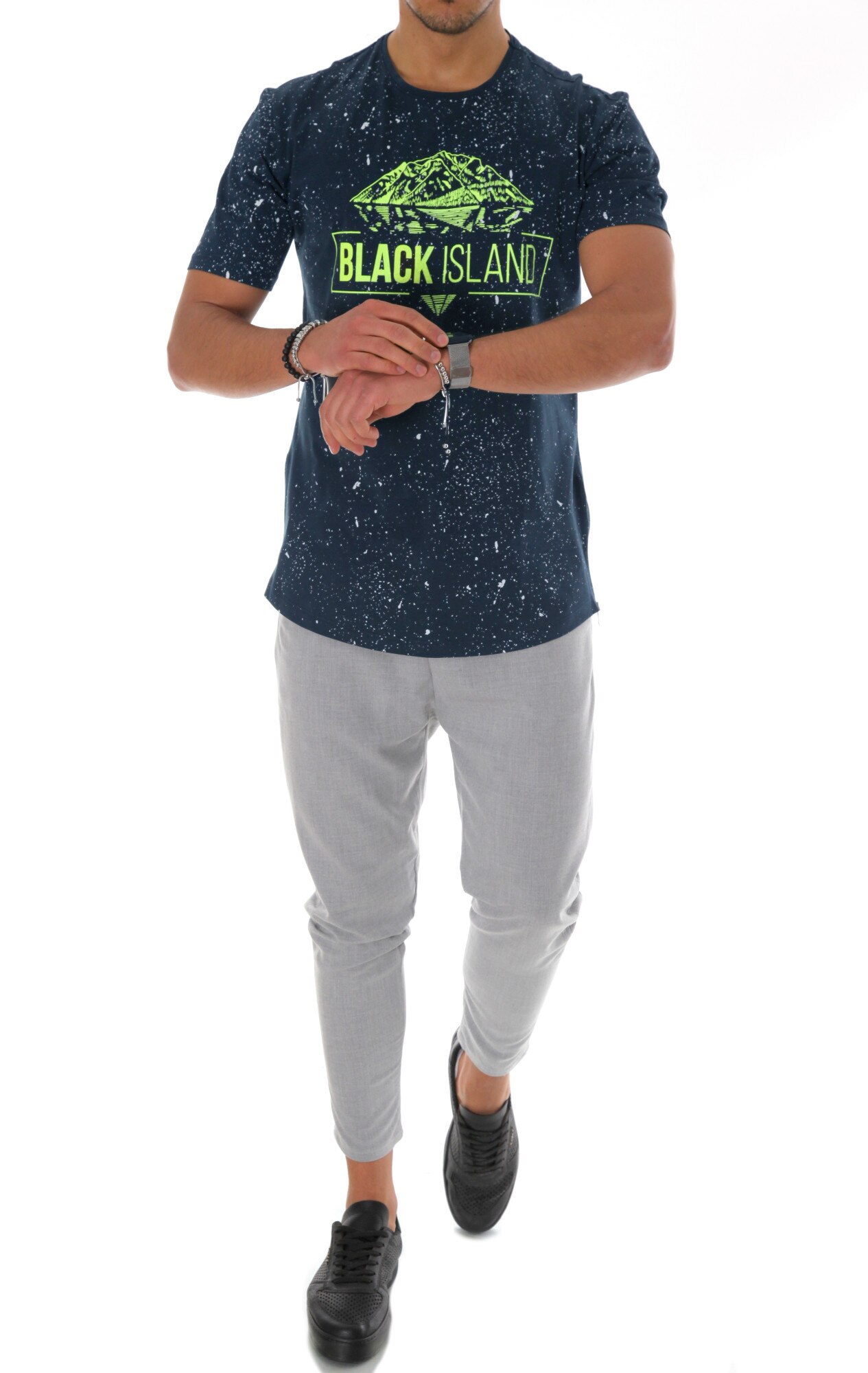 Tricou verde 1946, slim fit, pentru barbati, cu imprimeu, Verde