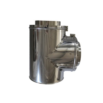 Teu din inox Fornello, diametru interior 200 mm, pentru centrale pe lemn, carbune si peleti Teu din inox Fornello, diametru interior 200 mm, pentru centrale pe lemn, carbune si peleti