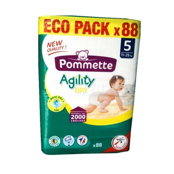 Scutece copii MEGA pack Pommette Agility Nr 5 junior 11-25kg 88buc/pachet Scutece copii MEGA pack Pommette Agility Nr 5 junior 11-25kg 88buc/pachet
