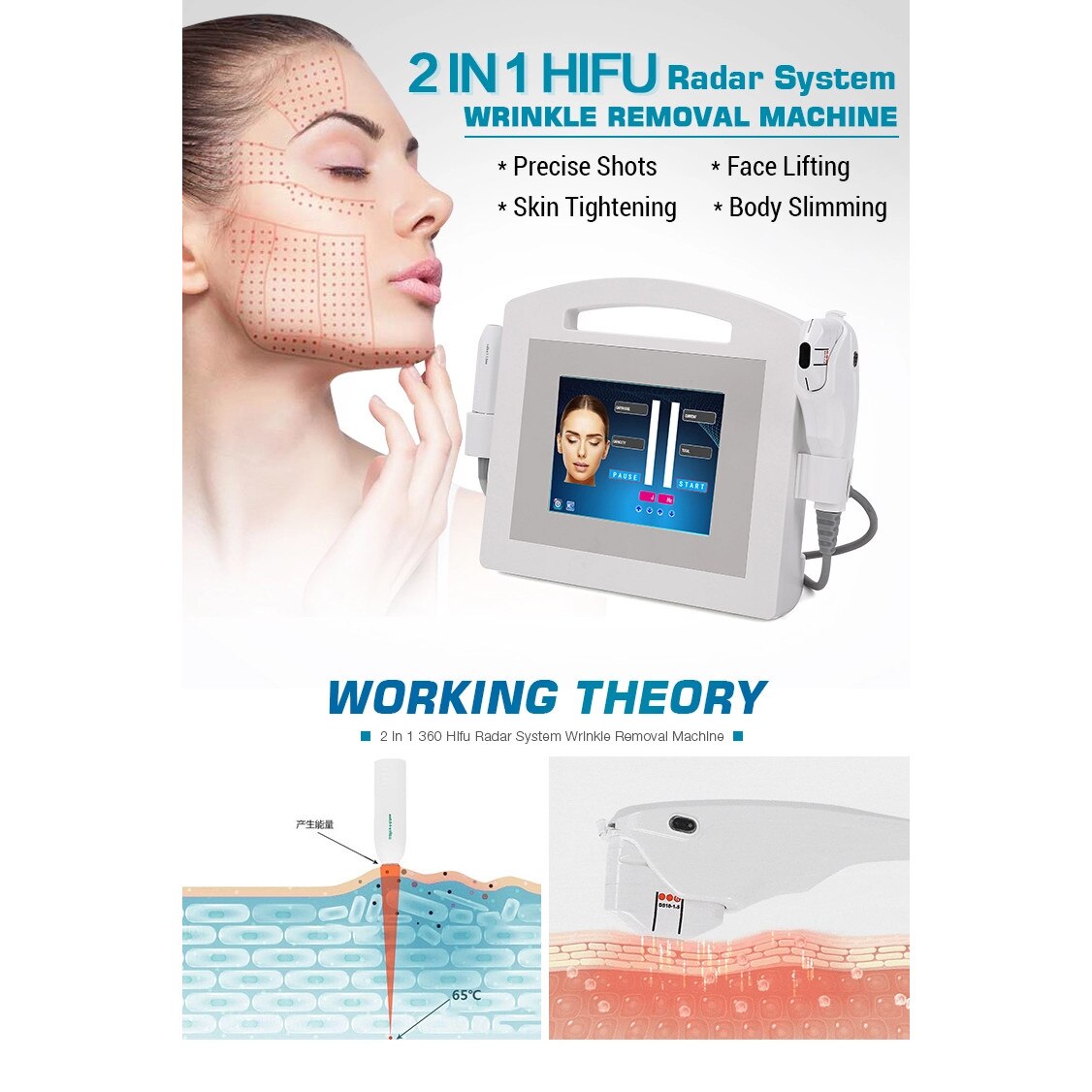 Aparat Cosmetic Salon Profesional Hifu 2in1 Remodelare Faciala Lifting Radar V Line Carving 0927