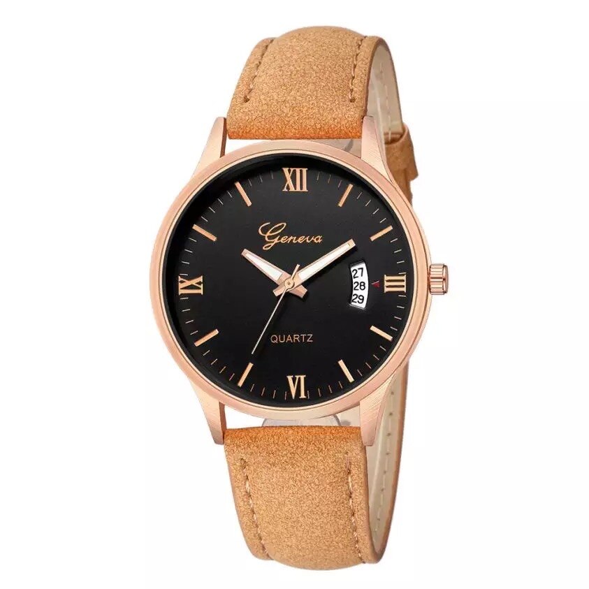 Ceas barbatesc casual Geneva G102-4 curea piele, afisaj analogic