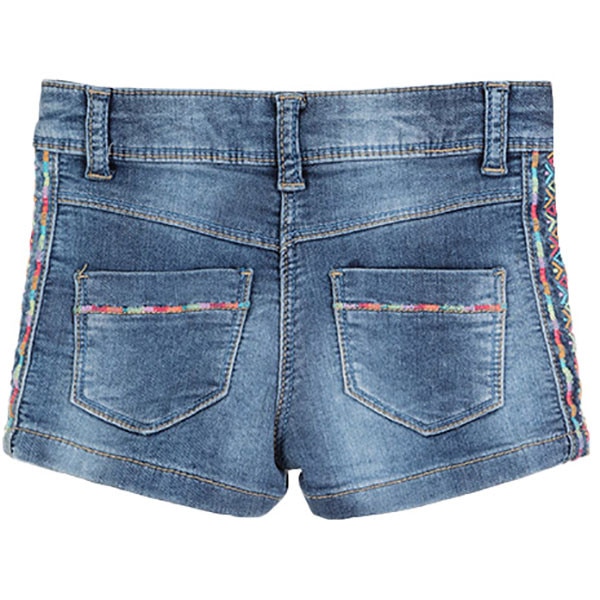 Pantaloni Losan fete , broderie multicolora, denim, 3 ani, 98 cm