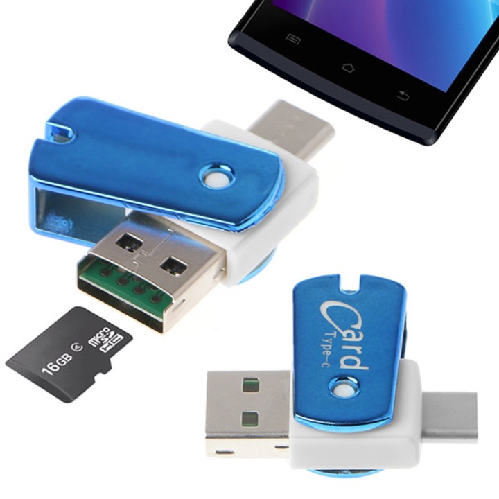 Cititor de carduri, Love Mobile, Micro SD, USB tip C, Rosu