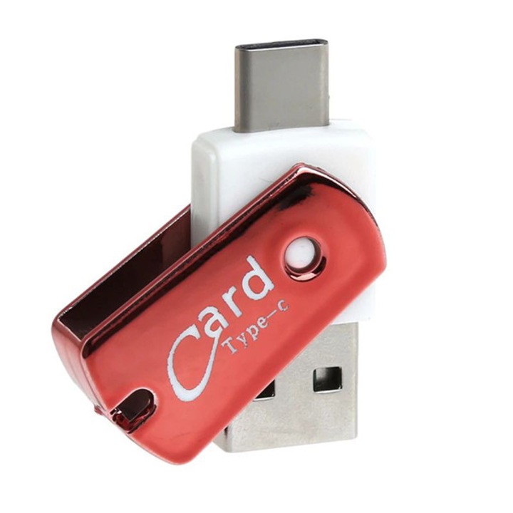 Micro SD kártyaolvasó USB Type C csatlakozó CR09 Piros OTG