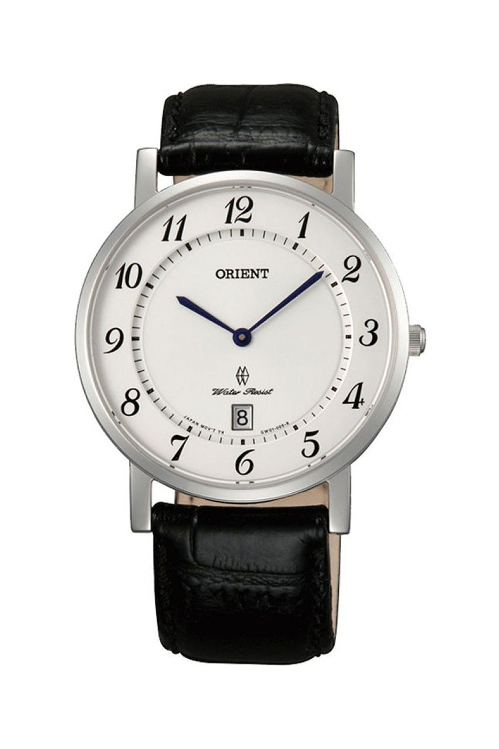 ORIENT, Ceas quartz unisex cu o curea de piele, Negru/Argintiu