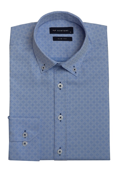 Camasa, Newtone, guler fixat cu nasturi, model cu motive geometrice