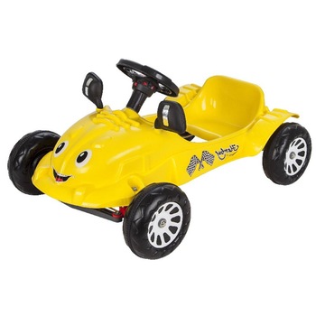 Masinuta cu Pedale Pentru Copii NOVOKIDS™ Herby Car XXL , Maxim 35 Kg, Lungime 80 cm, Spatar de Protectie si Volan, Galben Masinuta cu Pedale Pentru Copii NOVOKIDS™ Herby Car XXL , Maxim 35 Kg, Lungime 80 cm, Spatar de Protectie si Volan, Galben