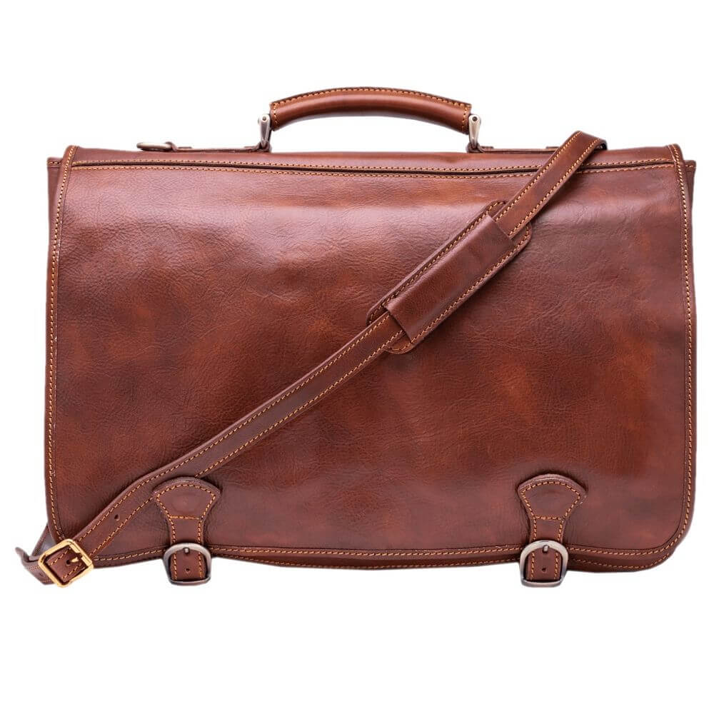 Geanta barbati, port laptop de 17'', piele naturala vachetta coniac, 4010A