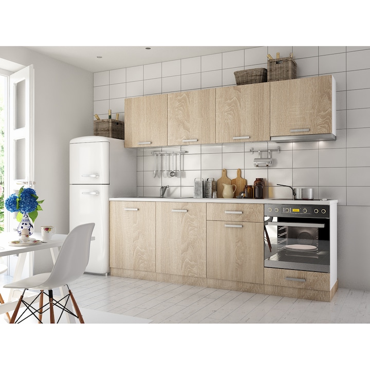 Комплект кухненски мебели Irim Siena, 240x58,5x143 см, Дъб сонома