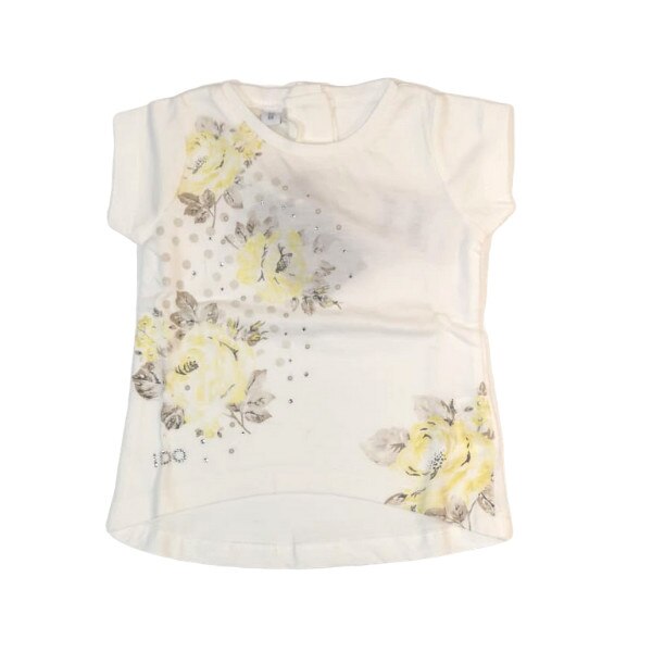 Tricou fete iDO, alb cu desen trandafiri