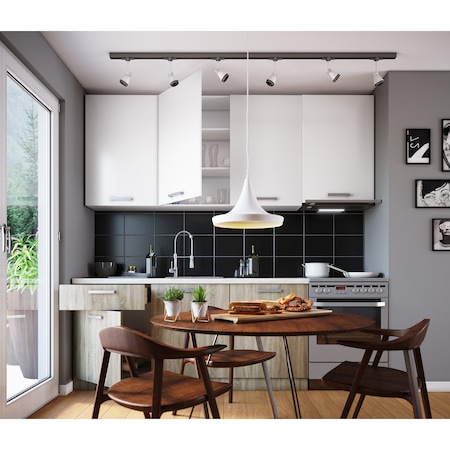 Set Bucatarie Irim Silva, 240x56x173,8 cm, Alb/Sonoma
