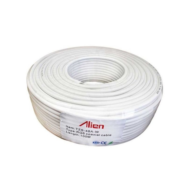 Cablu coaxial RG6 alb 48x0.12mm 1.02mm CCA 100m