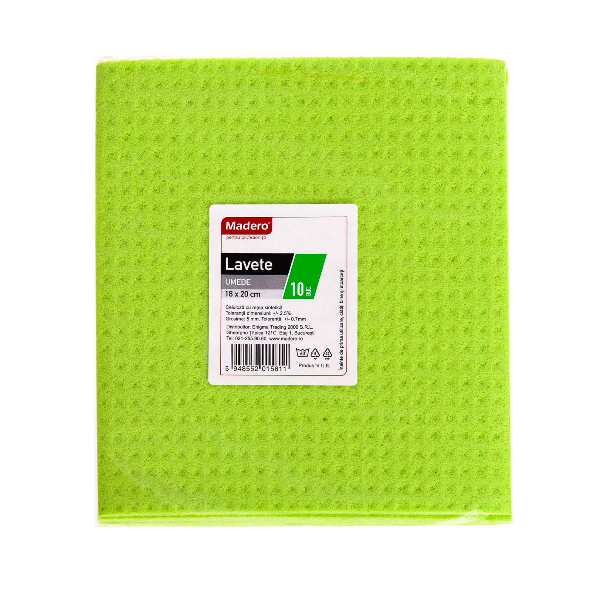 Lavete Umede Verzi Madero 10 Buc, 18X20 Cm