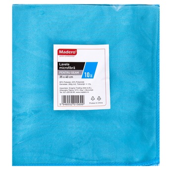 Lavete Microfibra Geam Bleu Madero, 10/Set Lavete Microfibra Geam Bleu Madero, 10/Set