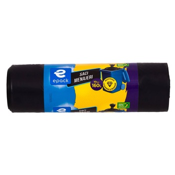 Saci Menajeri Epack LDPE Negru 160L, 10 Buc Saci Menajeri Epack LDPE Negru 160L, 10 Buc