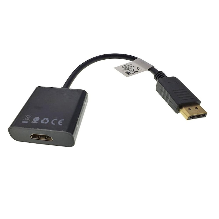 Adaptor DisplayPort tata la HDMI mama, 10cm, AD-0009-BK, Lanberg
