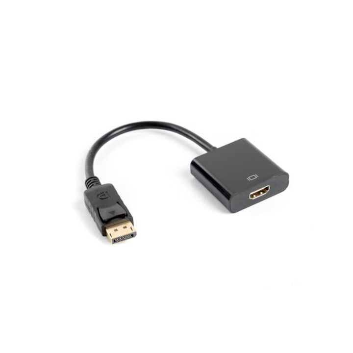 Преходен кабел с адаптер, Lanberg 40872, DisplayPort (DP) мъжки към HDMI женски, еднопосочен, Full HD 1080p резолюция при 60Hz