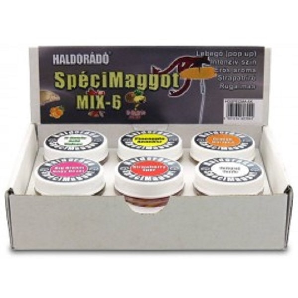 Momeala carlig, Haldorado, Speci Maggot Mix 6 Arome, Set 6 borcanele