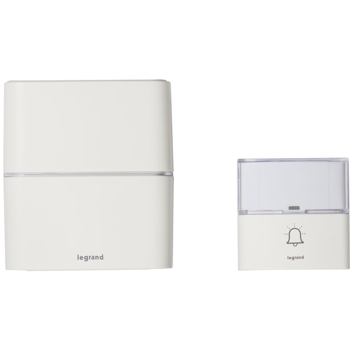 Звънец Legrand Serenity, Безжичен, USB, MP3, 30 мелодии, 85 Db, 1.5V, IP54/IP20, 200 м, Бял