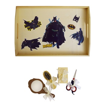 Set Taierea motului, tava mot din lemn 5 piese cu Batman OD825 Set Taierea motului, tava mot din lemn 5 piese cu Batman OD825