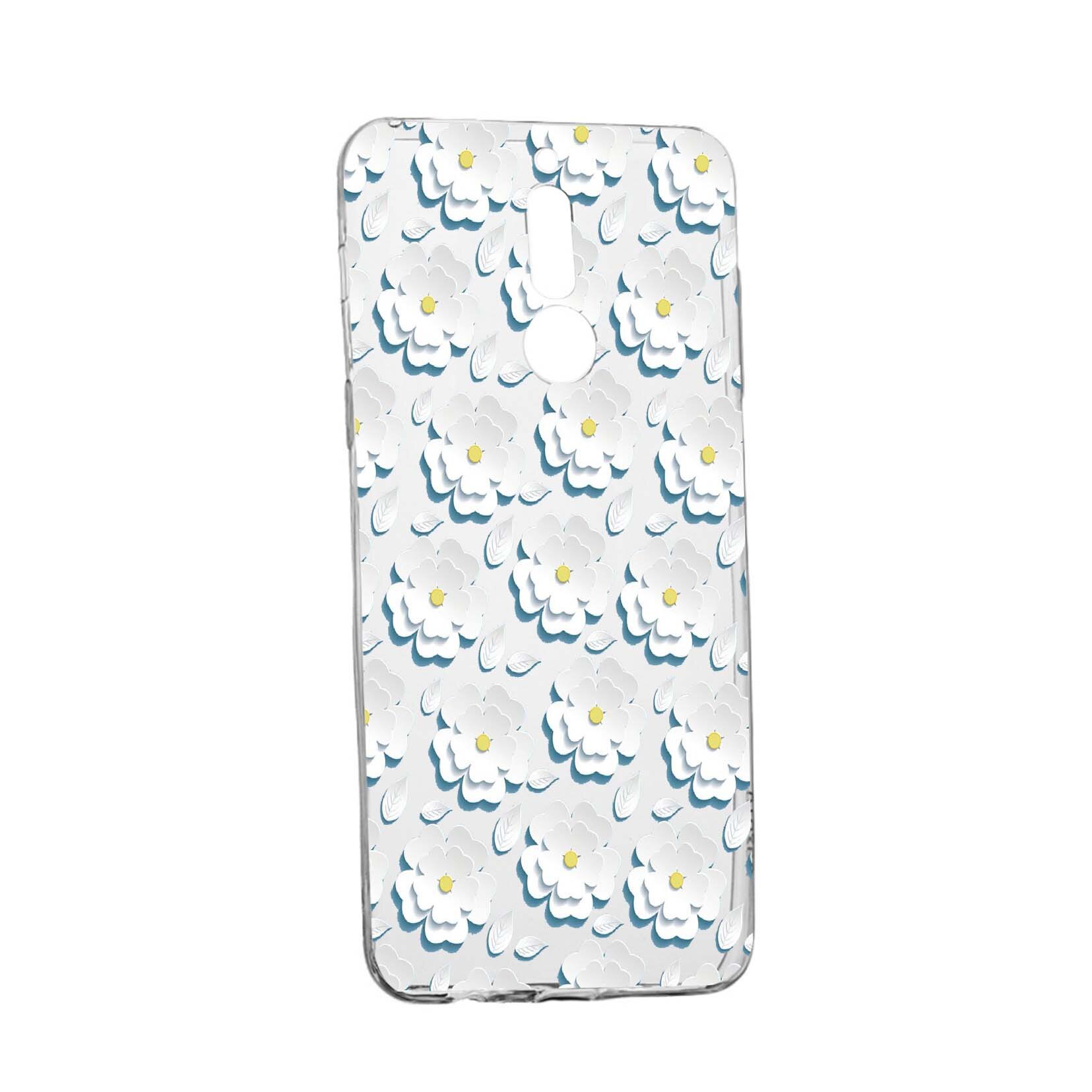 Husa Daisy - White Flower, pentru LG K40 / K12 Plus, rezistenta la uzura, anti-alunecare, din silicon Premium, 683