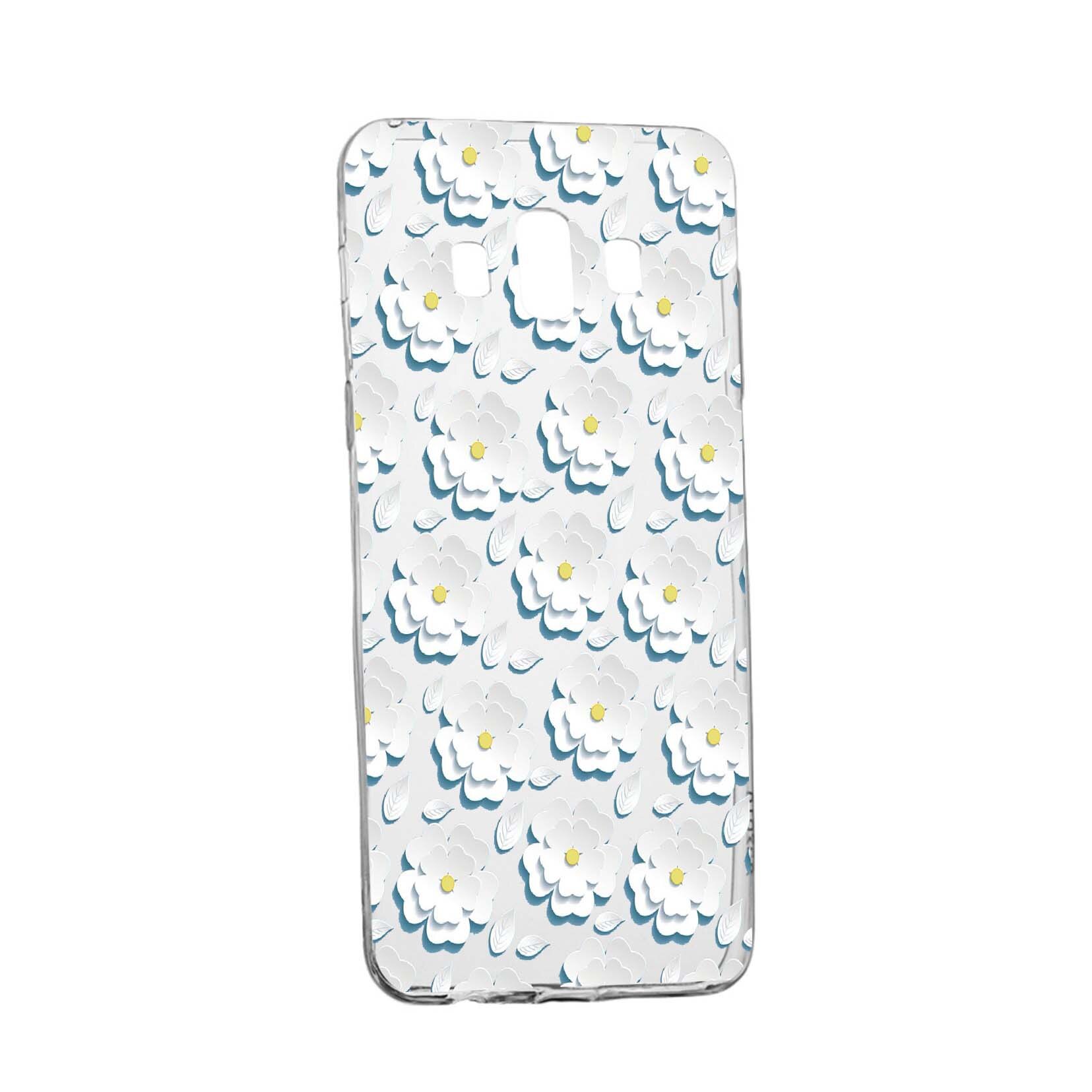 Husa Daisy - White Flower, pentru Samsung Galaxy J6 Plus 2018, rezistenta la uzura, anti-alunecare, din silicon Premium, 683