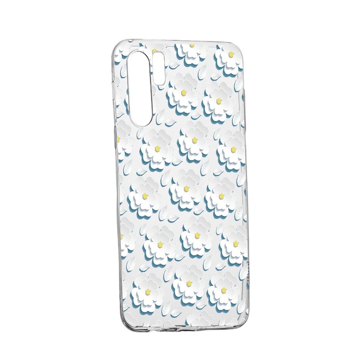 Калъф Daisy - Бяло цвете, за Huawei P30 Pro, устойчив на износване, противоплъзгащ се, премиум силикон, 683