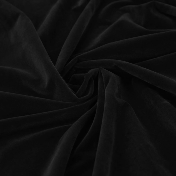 Material textil, catifea pentru imbracaminte, negru mat, 150 cm