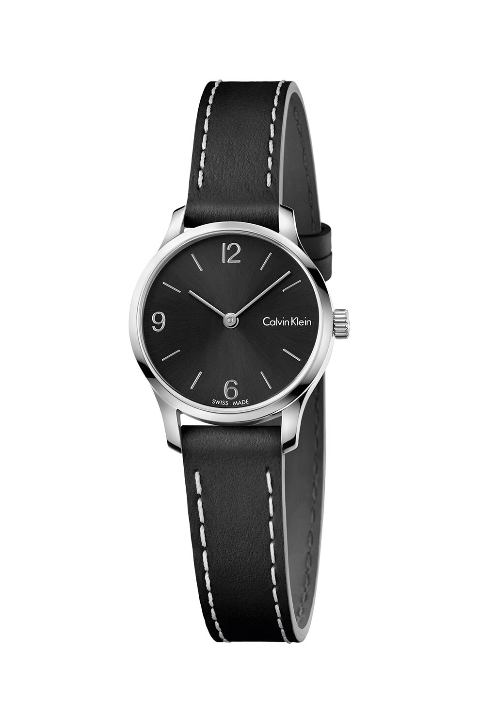 Calvin Klein, Ceas analog cu o curea de piele, Negru