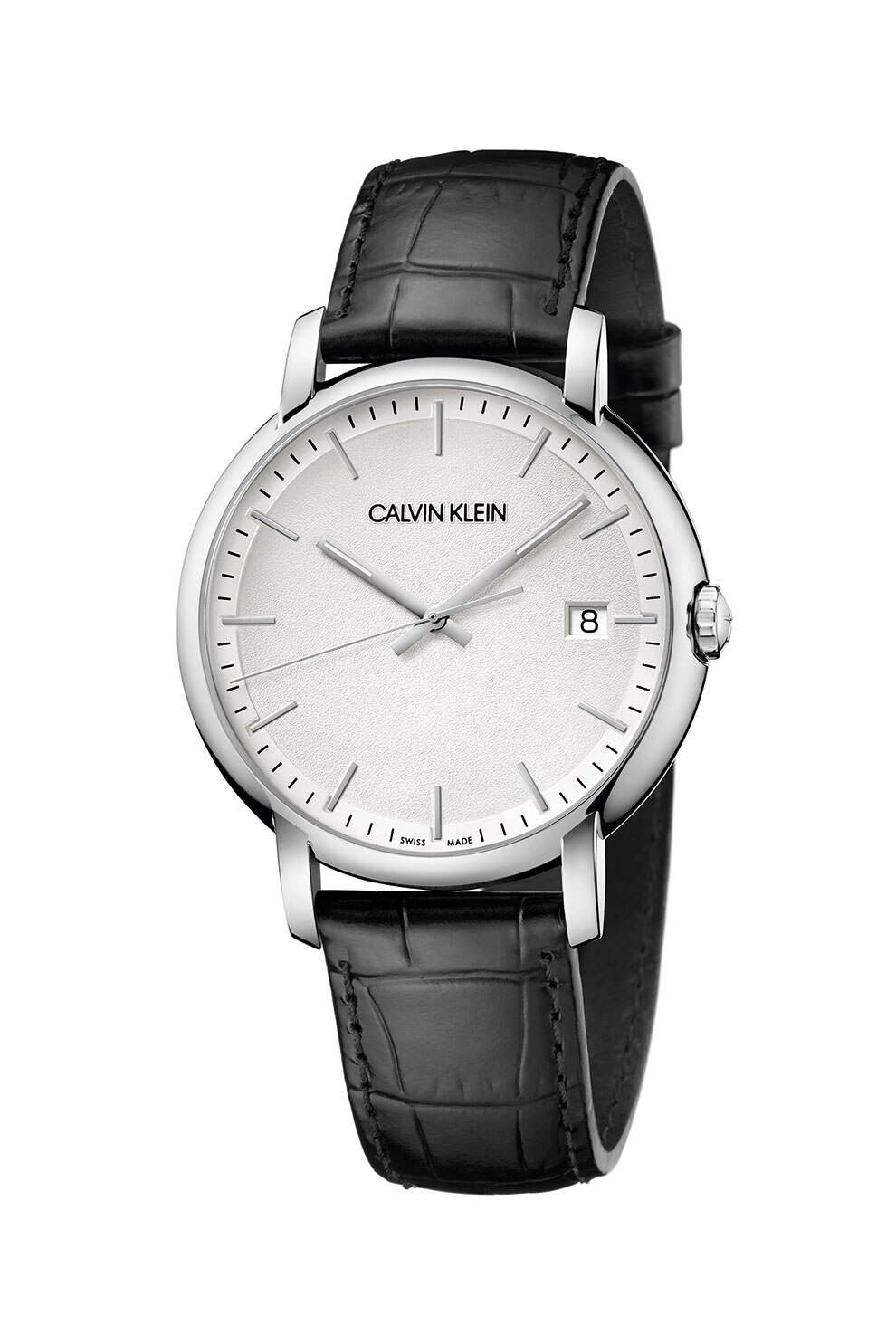 Calvin Klein, Ceas analog cu o curea cu model piele de crocodil, Negru
