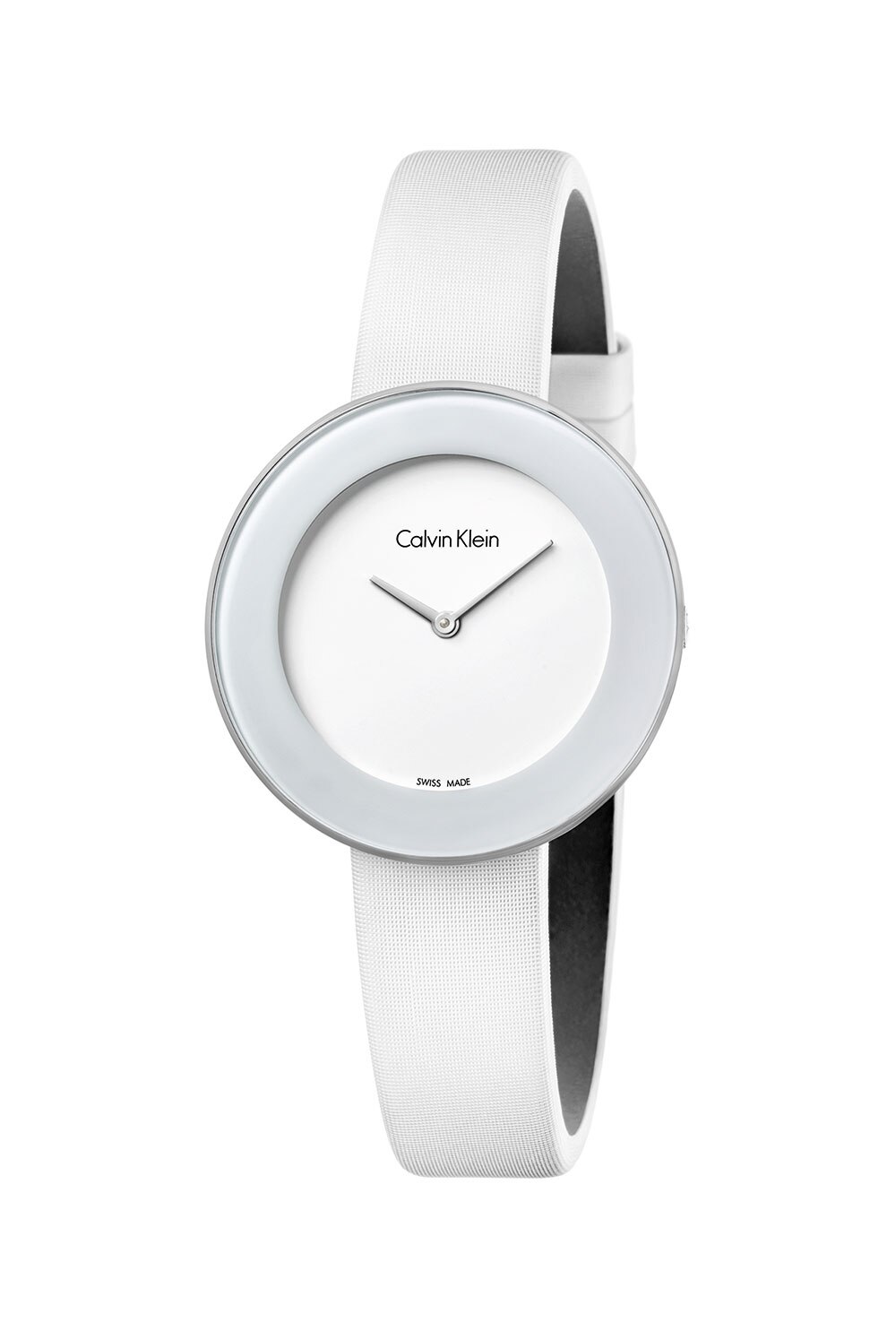 Calvin Klein, Ceas analog cu o curea texturata, Alb