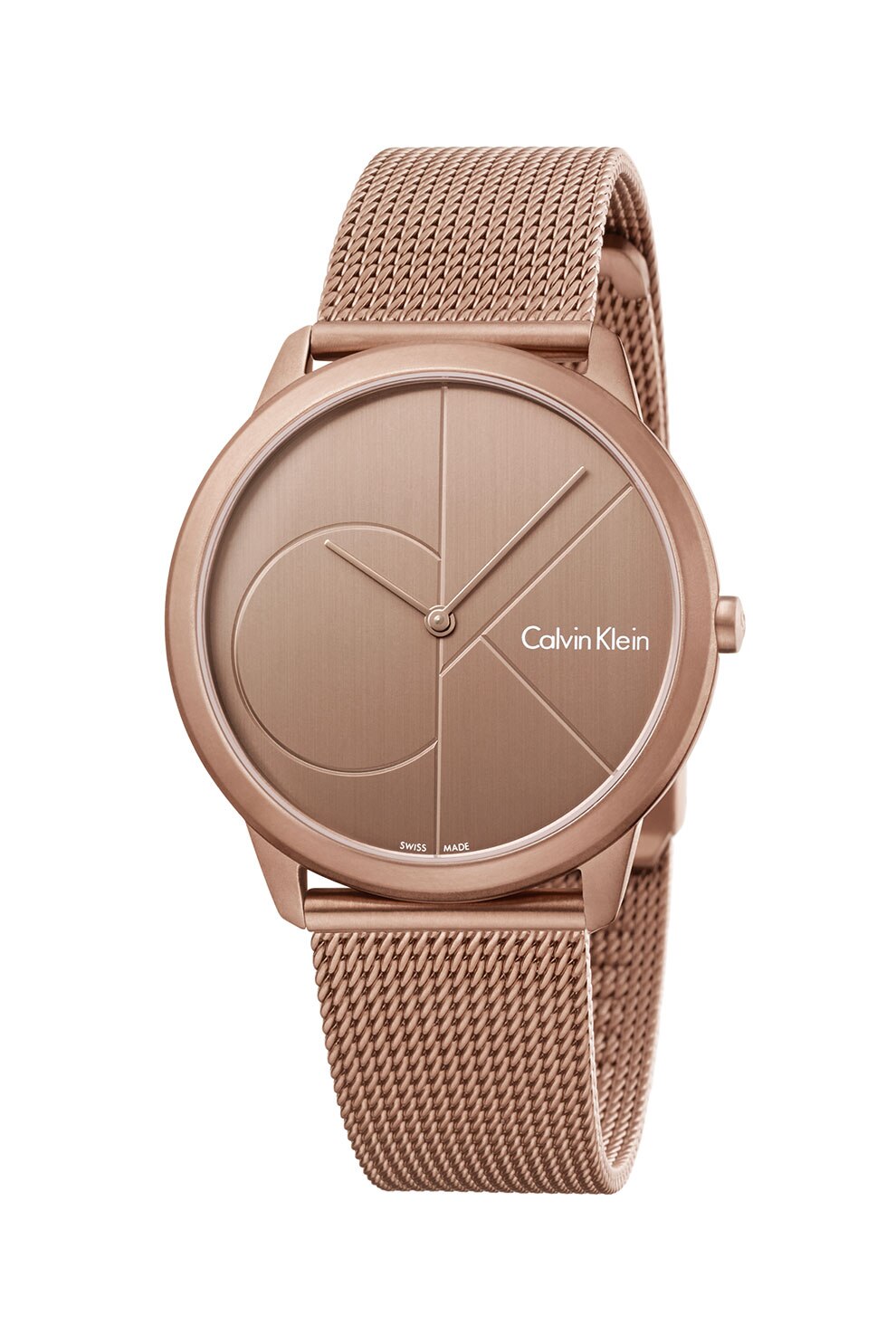 Calvin Klein, Ceas cu bratara cu model plasa, Maro bronz